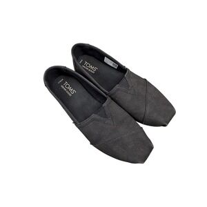 TOMS Women's Black Canvas Slip On Loafers Casual Shoes Size 6.5